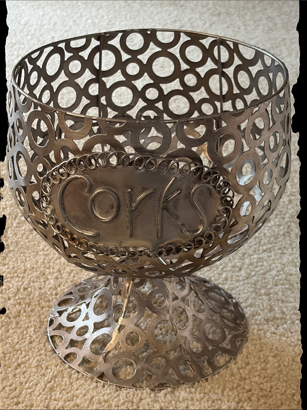 Decorative Metal Corks Bowl Holder/Storage